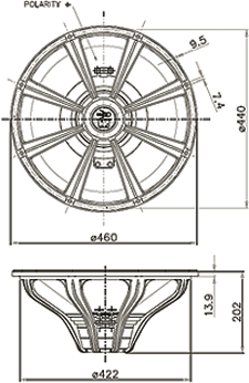 Faital Pro 18HP1020 Mounting Dimensions