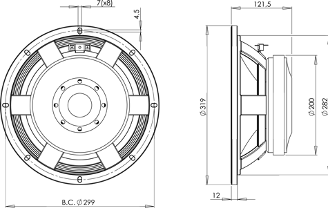 B&C 12PLB100 Drawing