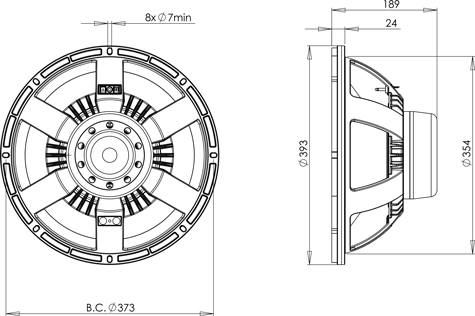 B&C 15BG100 Drawing