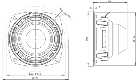 B&C 4NDF34 Drawing